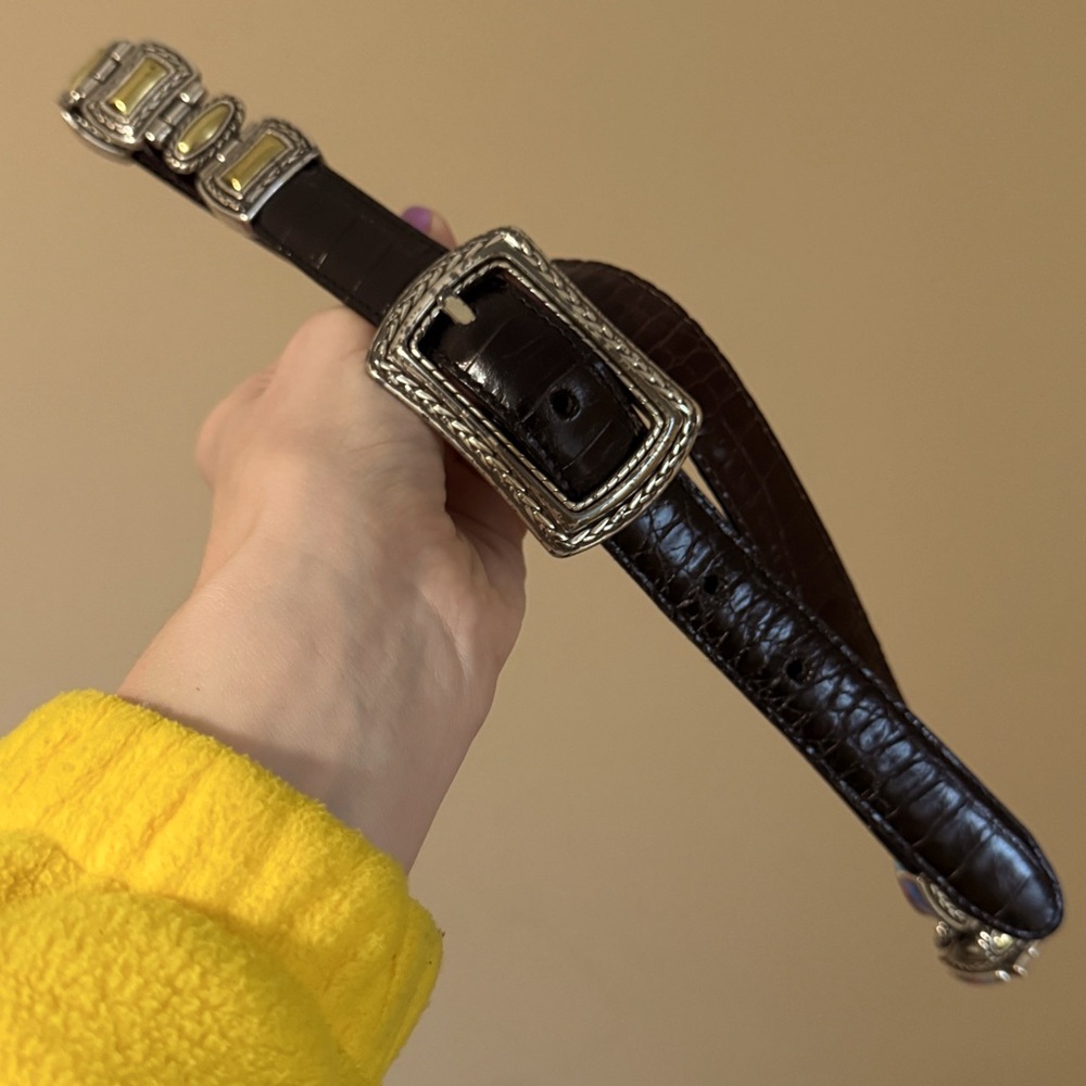 Brighton Vintage Reversible Black Brown Western Link Belt